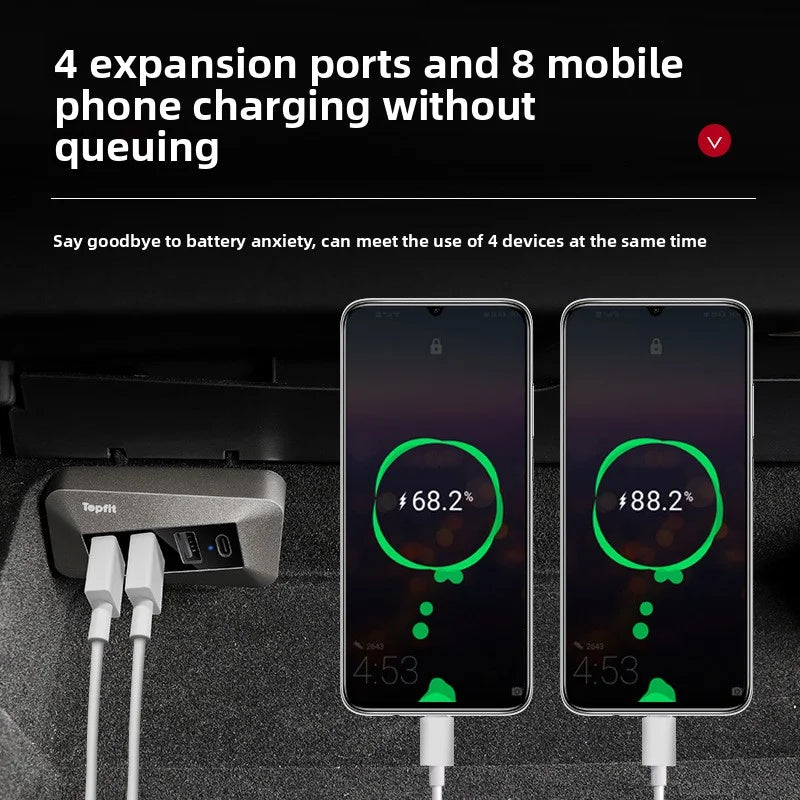 [Aisen] Glove Box Docking Station USB Hub Data Transmission Adapter for Tesla Model Y Model 3 (Premium Anodized Aluminum Alloy, Sentry Mode Fast Charging 1-Pack)