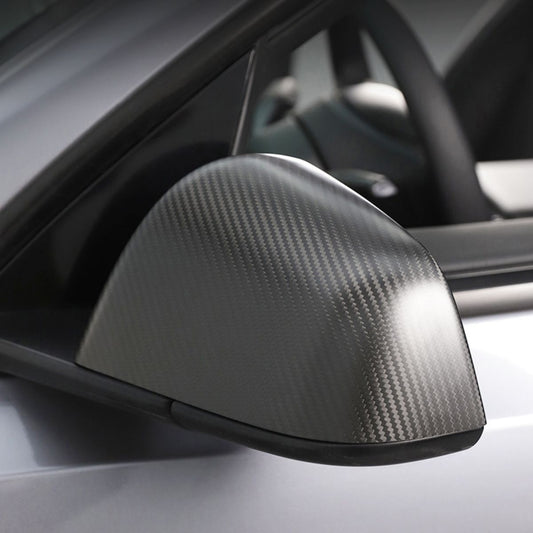 [Aisen] Side Rearview Mirror Covers Caps Overlay for Tesla Model 3 2021-2023 (Premium Real Dry Carbon Fiber, Aerodynamic 2-Piece Set)