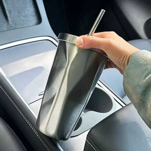 [Aisen] Travel Tumbler with Straw for Tesla Model 3 Y S X Universal Fit Stainless Steel Vacuum Coffee Mug