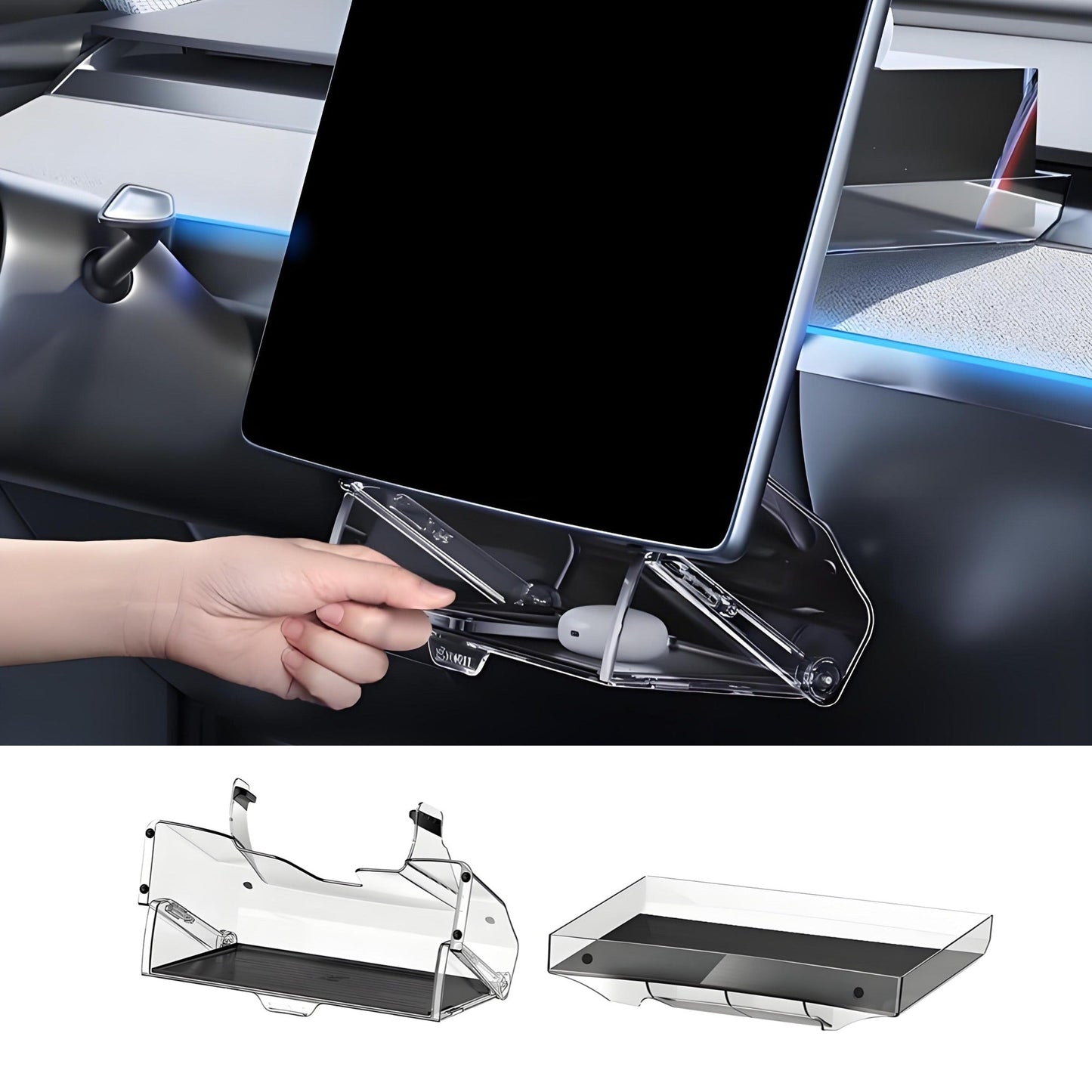 [Aisen] Silicone Under Screen Storage Tray for Tesla Model Y Juniper & Model 3 Highland (Premium Silicone & ABS, 1-Pack)