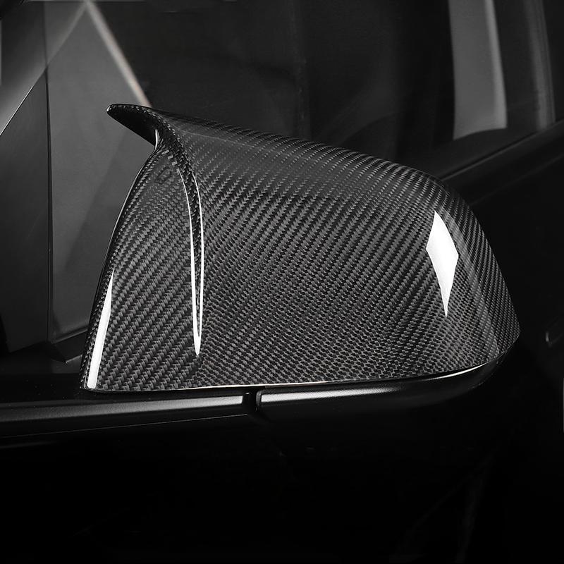 [Aisen] Sport Performance Side Rearview Mirror Covers Caps for Tesla Model Y 2021-2024 (Premium Real Dry Carbon Fiber, Aerodynamic 2-Piece Set)
