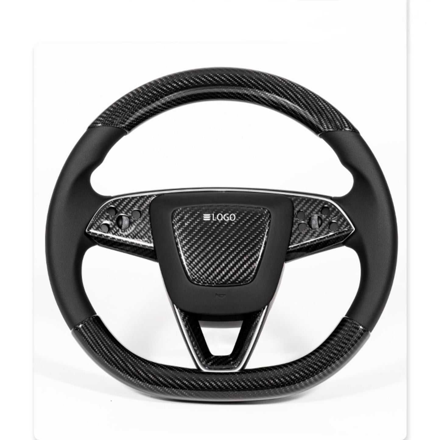 [Aisen] Carbon Fiber Steering Wheel Trim Covers for Tesla Model Y Juniper & Model 3 Highland (Real Dry Carbon, 2-Pack)
