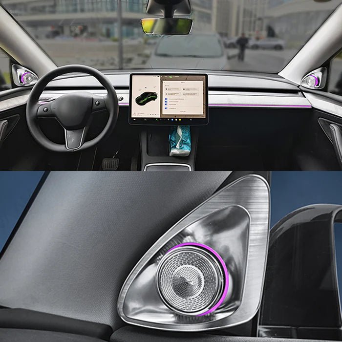 [Aisen] 4D Rotating LED Tweeter Speakers for Tesla Model Y Juniper & Model 3 Highland (Premium Aluminum Alloy, RGB 2-Pack)