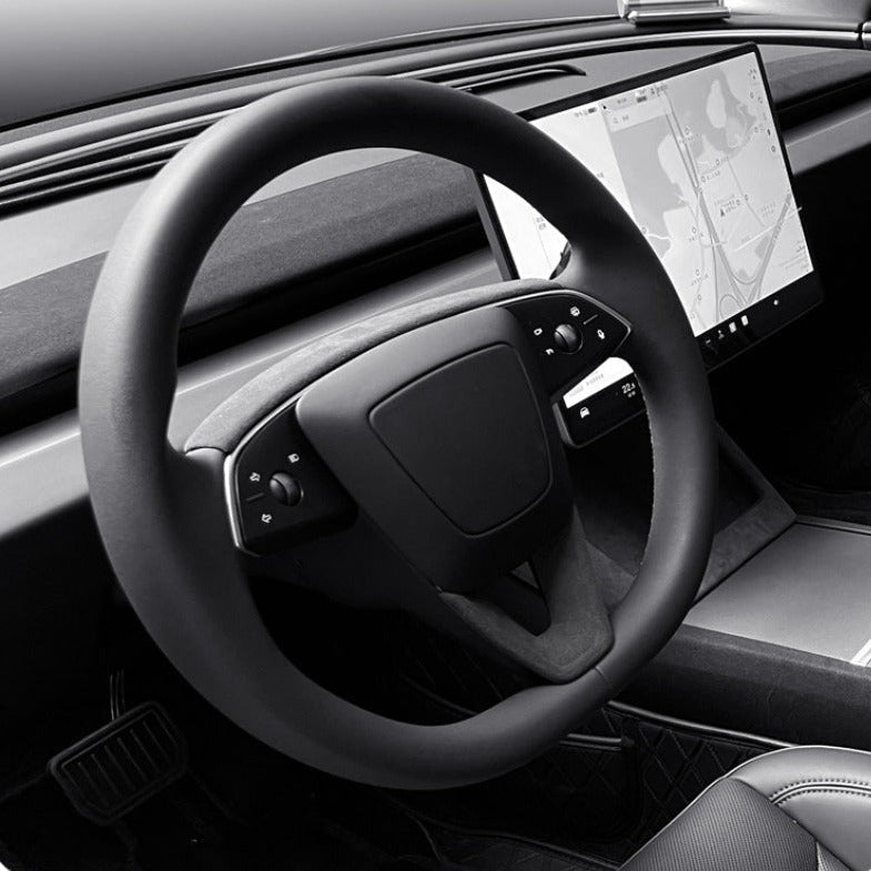 [Aisen] Steering Wheel Panel Center Bezel Trim Cover for Tesla Model Y Juniper Model 3 Highland Premium Sport Alcantara Suede