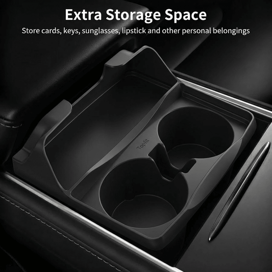 [Aisen] Silicone Center Console Cup Holder Insert for Tesla Model 3 & Model Y (Premium Flexible Silicone, Dual-Slot)