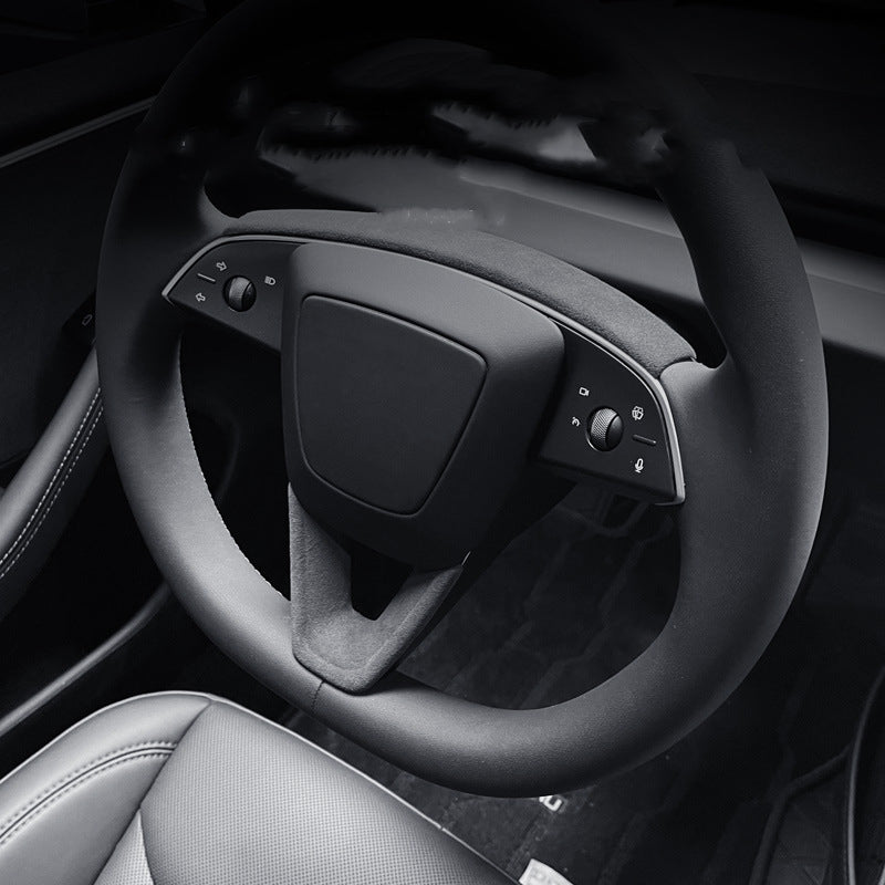 [Aisen] Steering Wheel Panel Center Bezel Trim Cover for Tesla Model Y Juniper Model 3 Highland Premium Sport Alcantara Suede
