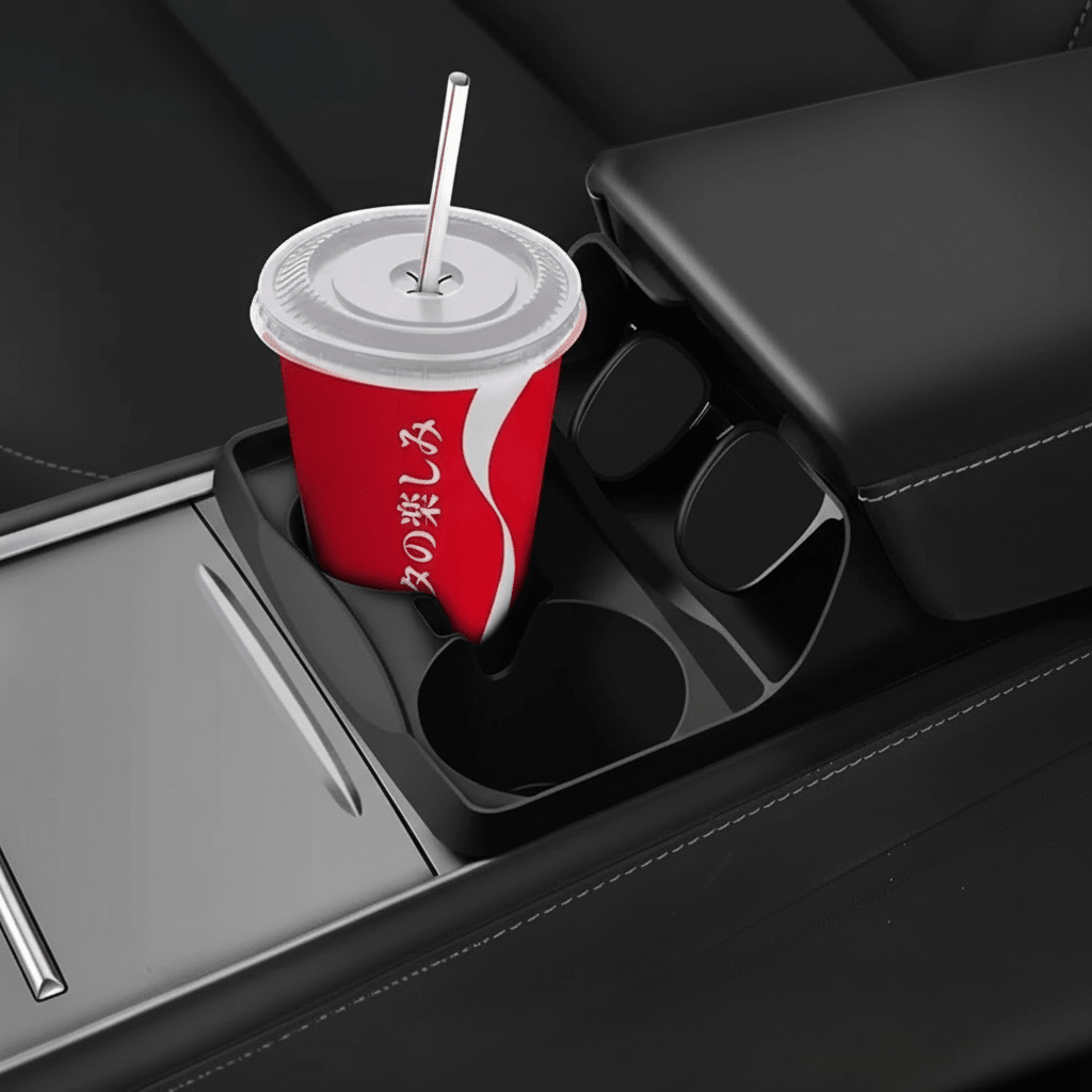 [Aisen] Silicone Center Console Cup Holder Insert for Tesla Model 3 & Model Y (Premium Flexible Silicone, Dual-Slot)