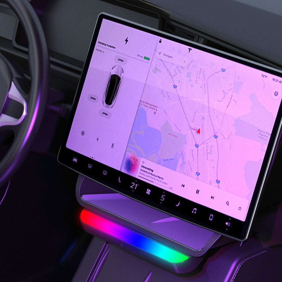 For Model 3 Highland / Model Y Juniper Under Screen Storage Box Center Console Organizer With Ambient Lighting