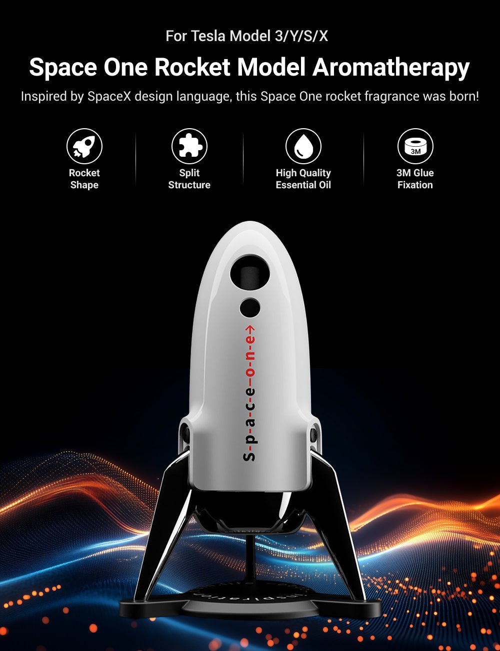 [Aisen] Space One Rocket Perfume Diffuser Car Aromatherapy Air Freshener for Tesla Model Y 3 X S