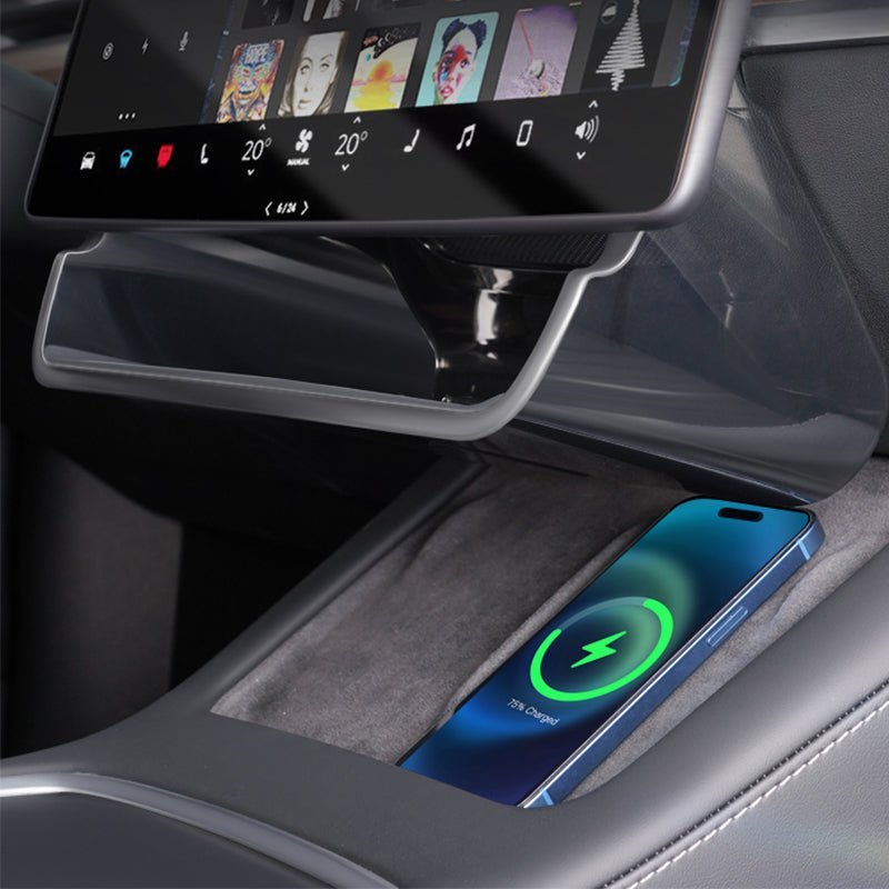 [Aisen] Under Screen Center Console Storage Tray Hidden Organizer for Tesla Model 3 Highland Model Y Juniper (Premium Odorless TPE, Anti-Rattle 1-Pack)