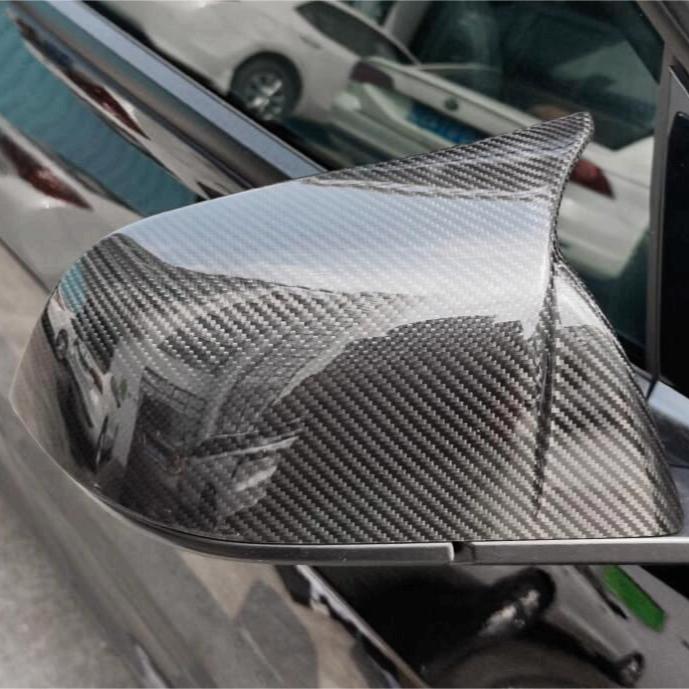 [Aisen] Sport Performance Side Rearview Mirror Covers Caps for Tesla Model Y 2021-2024 (Premium Real Dry Carbon Fiber, Aerodynamic 2-Piece Set)