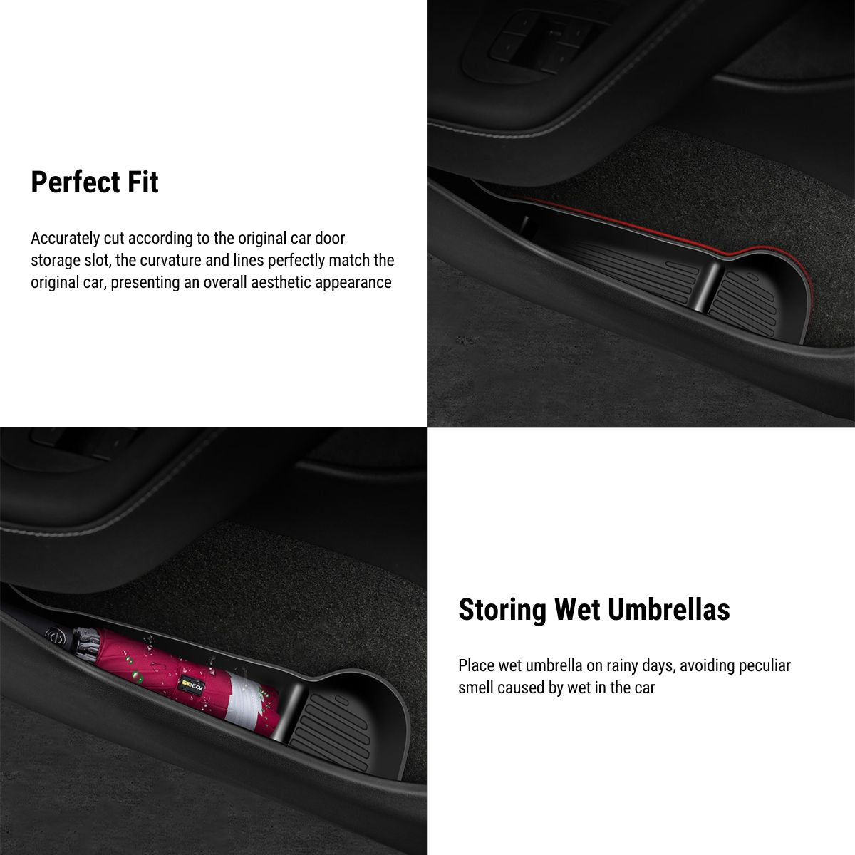 [Aisen] Silicone Front & Rear Door Side Storage Boxes for Tesla Model Y  Model 3 2021-2026 (Premium Silicone, 4-Pack)