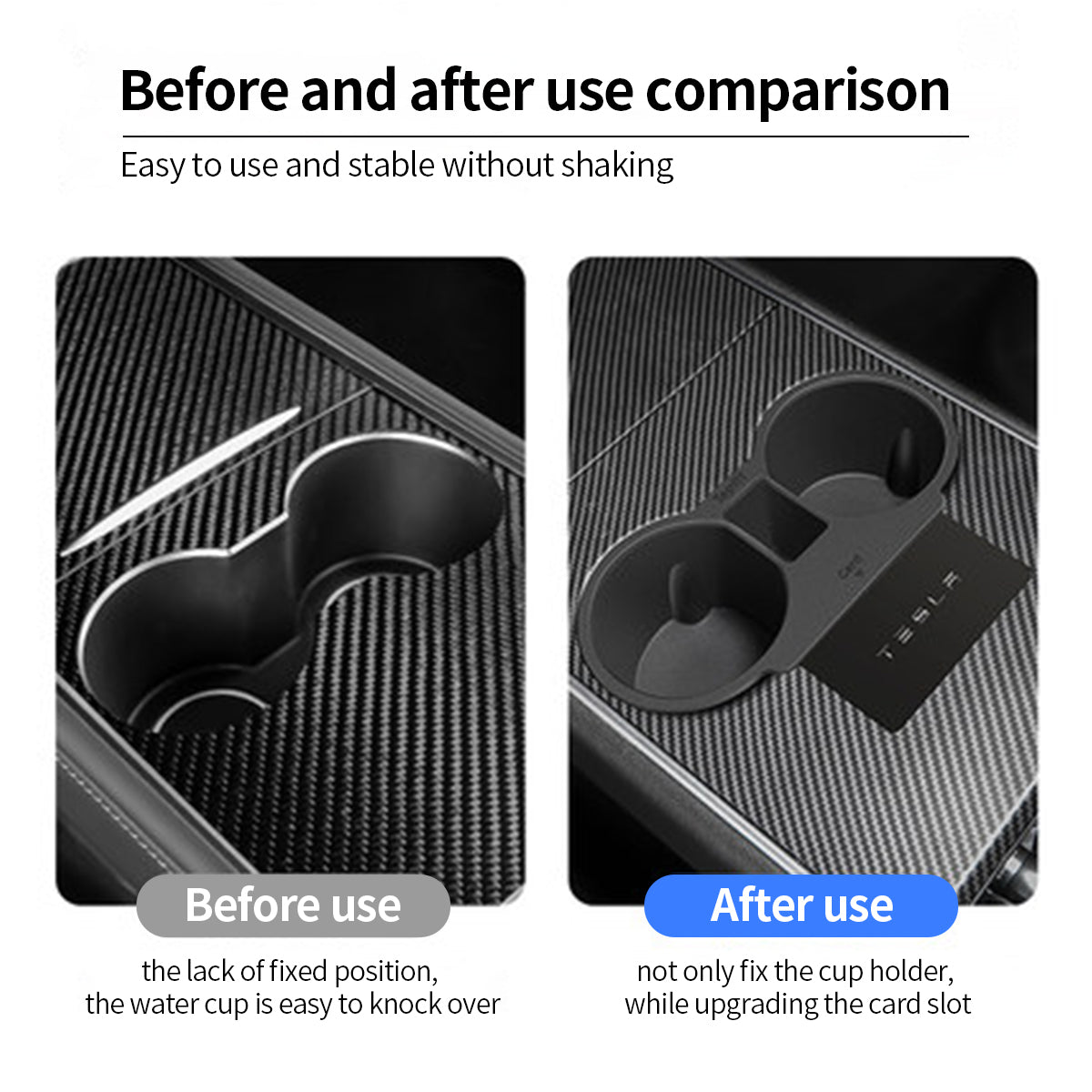 [Aisen] Silicone Center Console Cup Holder Insert for Tesla Model 3 & Model Y 2021-2024 (Premium Flexible Silicone, Dual-Slot)