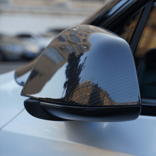 [Aisen] Side Rearview Mirror Covers Caps Overlay for Tesla Model Y 2021-2024 (Premium Real Dry Carbon Fiber, Aerodynamic 2-Piece Set)