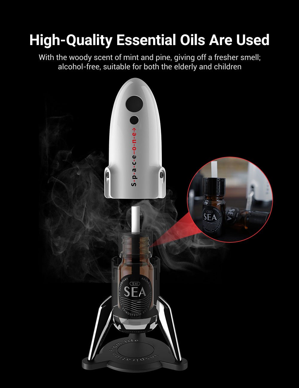 [Aisen] Space One Rocket Perfume Diffuser Car Aromatherapy Air Freshener for Tesla Model Y 3 X S