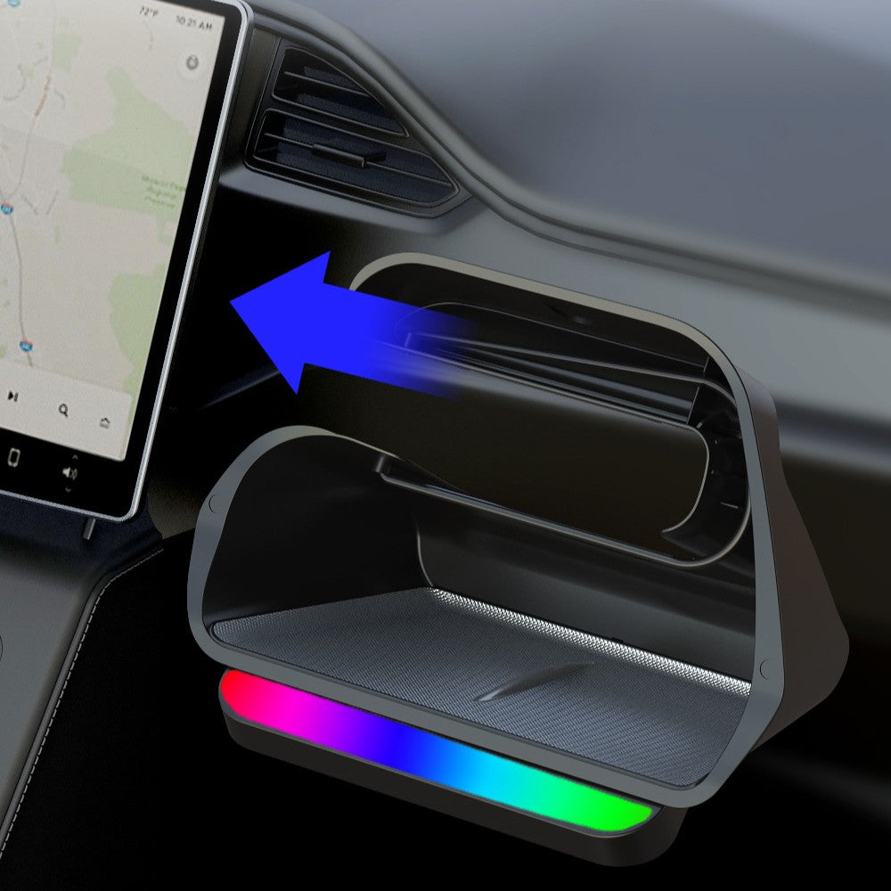 For Model 3 Highland / Model Y Juniper Under Screen Storage Box Center Console Organizer With Ambient Lighting