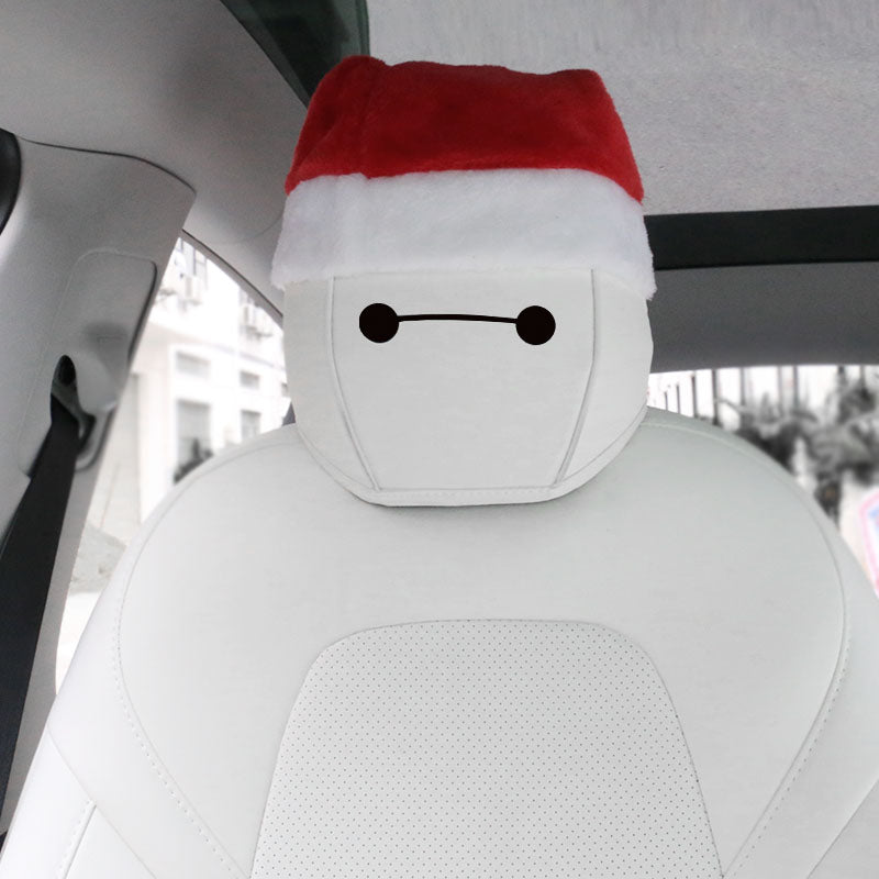 [Aisen] Silicone-Soft Velvet Christmas Hat Headrest Covers for Tesla Model 3 & Model Y (Premium Festive Velvet, 4-Piece Combo)