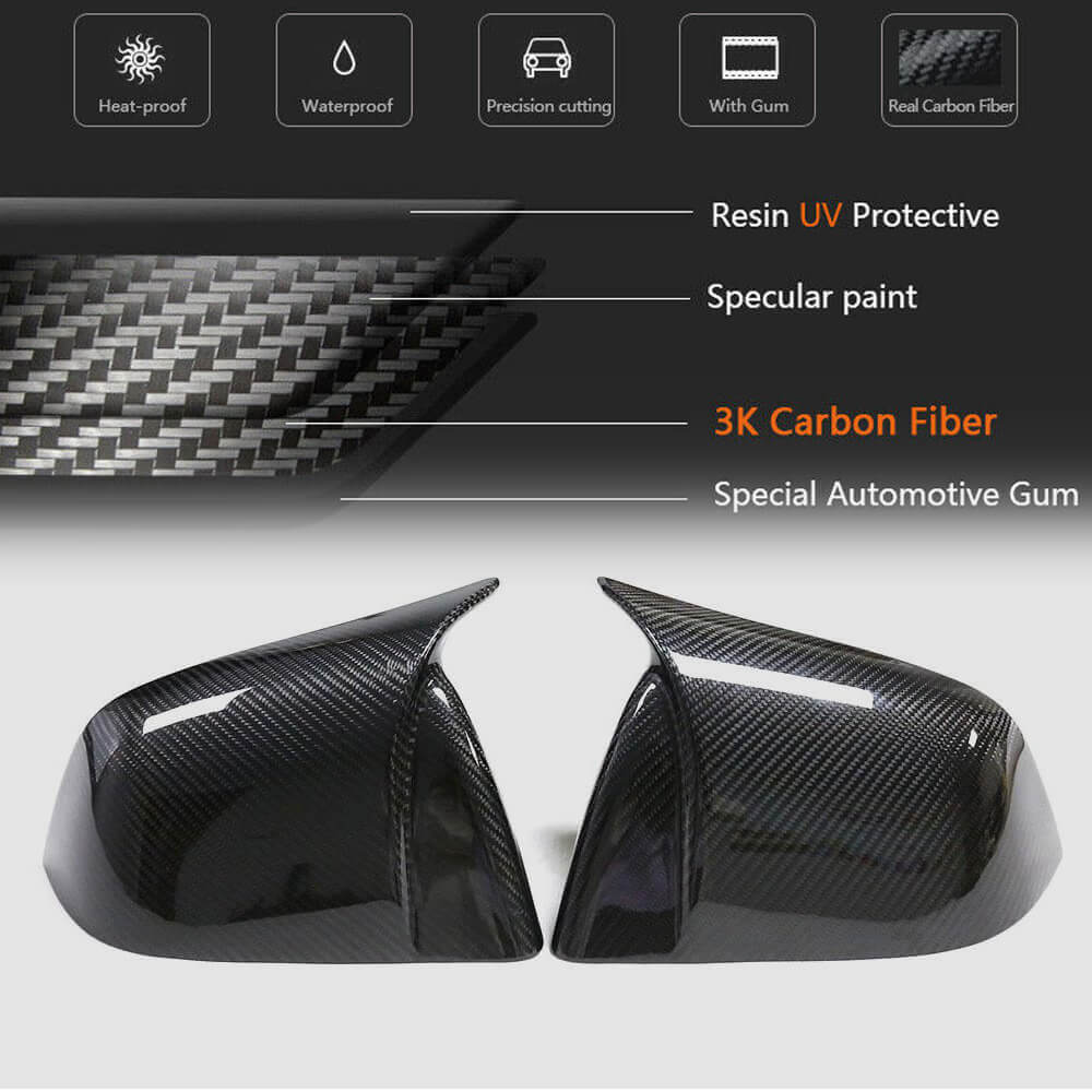 [Aisen] Sport Performance Side Rearview Mirror Covers Caps for Tesla Model Y 2021-2024 (Premium Real Dry Carbon Fiber, Aerodynamic 2-Piece Set)