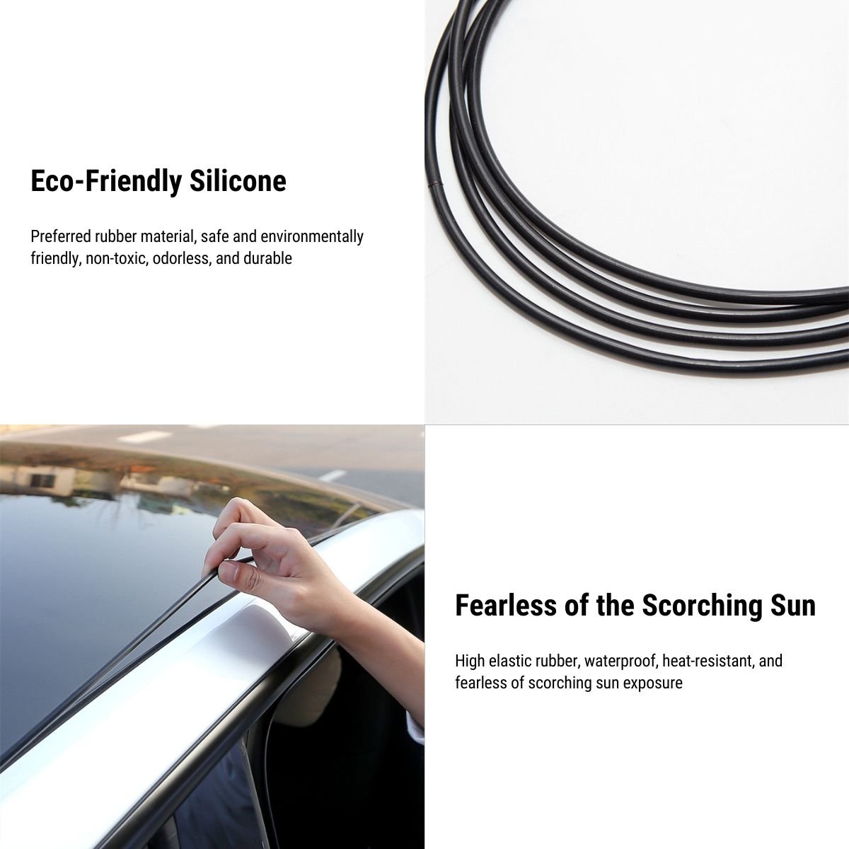 [Aisen] Sunroof Wind Noise Reduction Rubber Seal Kit for Tesla Model 3 (Premium EPDM Rubber, Easy Snap-In)