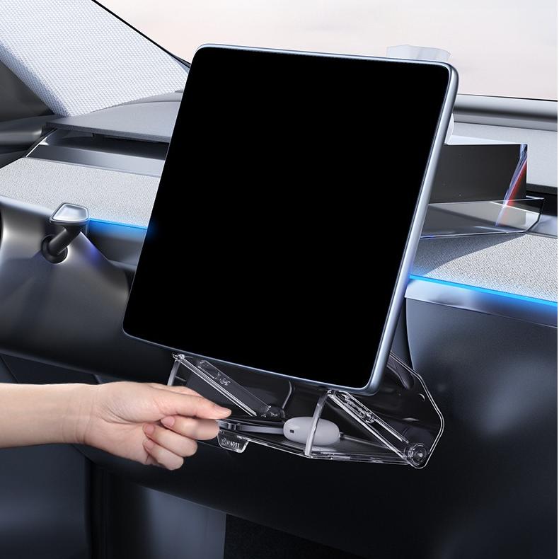 [Aisen] Silicone Under Screen Storage Tray for Tesla Model Y Juniper & Model 3 Highland (Premium Silicone & ABS, 1-Pack)