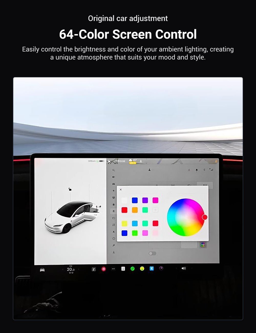 [Aisen] LED Seat Back Ambient Lighting for Tesla Model Y Juniper & Model 3 Highland (Flexible Fiber, 2-Pack)