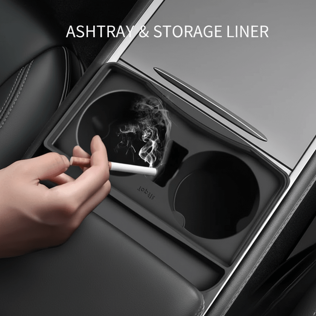 [Aisen] Silicone Center Console Cup Holder Insert for Tesla Model 3 & Model Y (Premium Flexible Silicone, Dual-Slot)