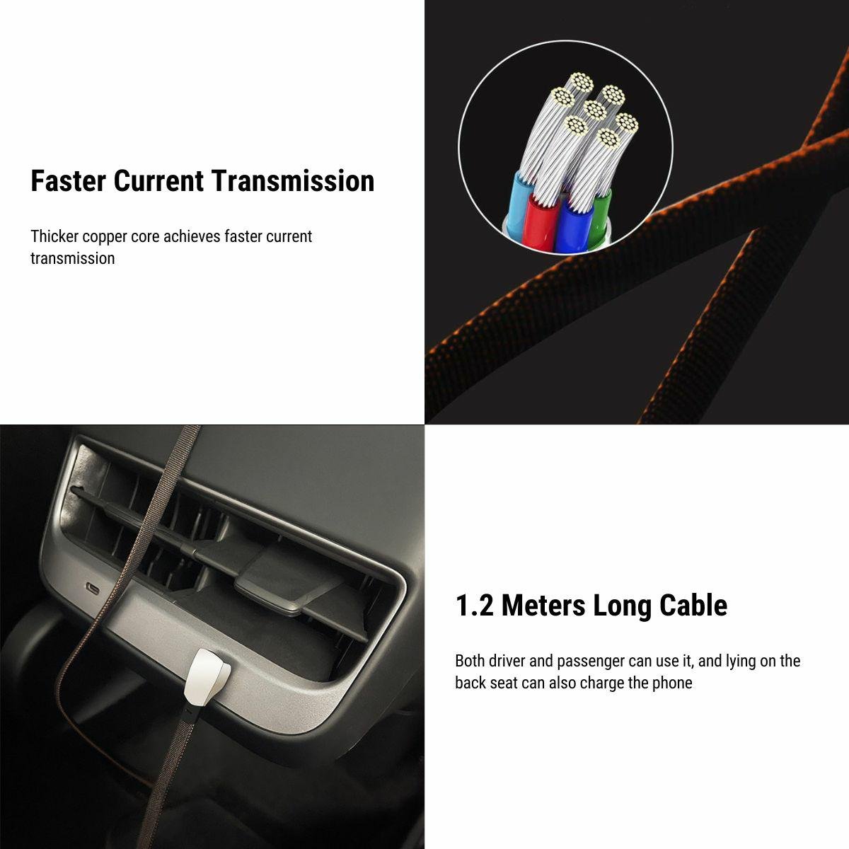 [Aisen] Fast Charging Data Cable Coiled USB C Cord for Tesla Model 3 Model Y 2021-2023
