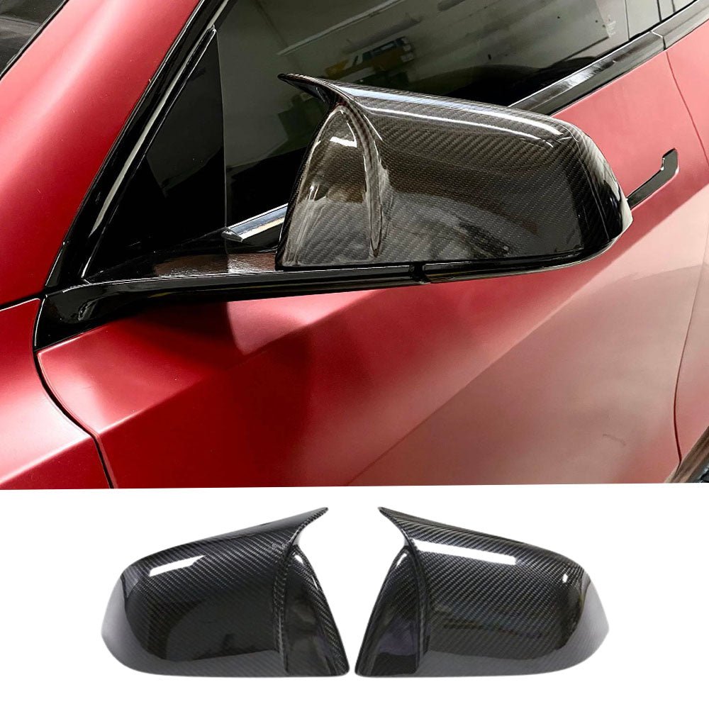 [Aisen] Sport Performance Side Rearview Mirror Covers Caps for Tesla Model Y 2021-2024 (Premium Real Dry Carbon Fiber, Aerodynamic 2-Piece Set)