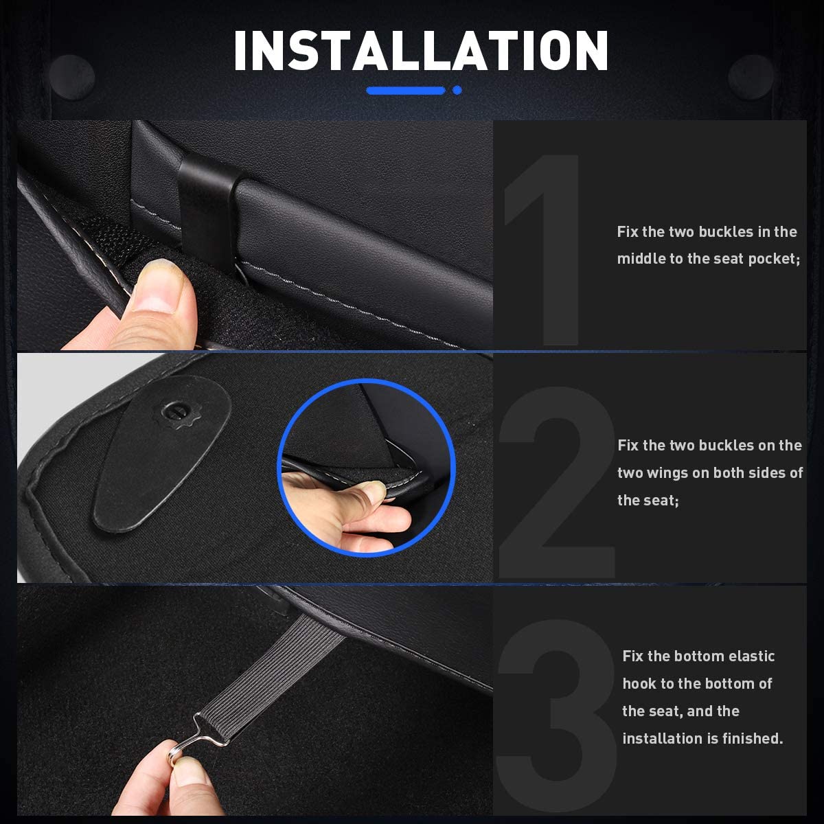 [Aisen] Seat Back Anti-Kick Protector Guard Organizer for Tesla Model Y Model 3 (Premium Anti-Scratch PU Leather, 2-Piece Full Set)