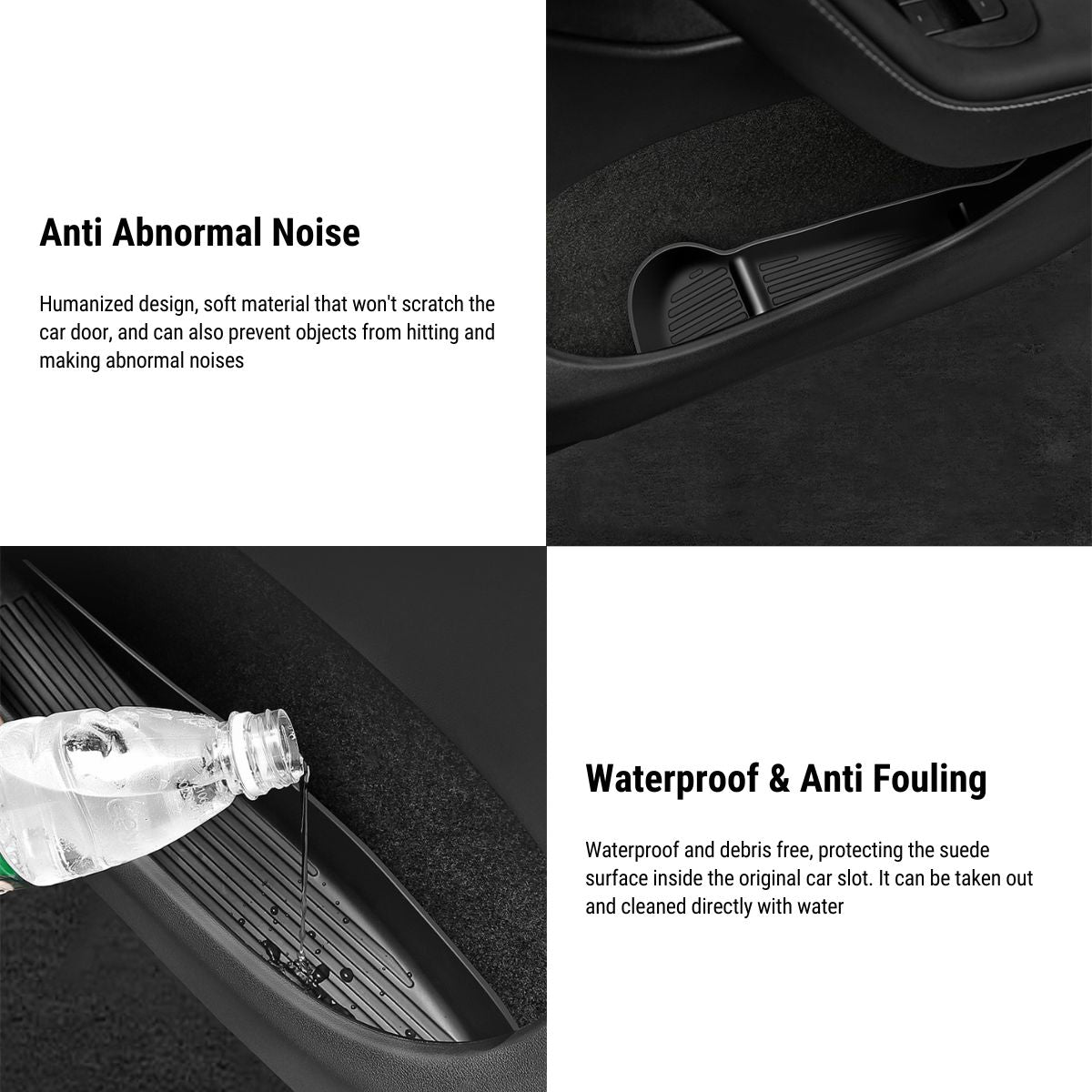 [Aisen] Silicone Front & Rear Door Side Storage Boxes for Tesla Model Y  Model 3 2021-2026 (Premium Silicone, 4-Pack)