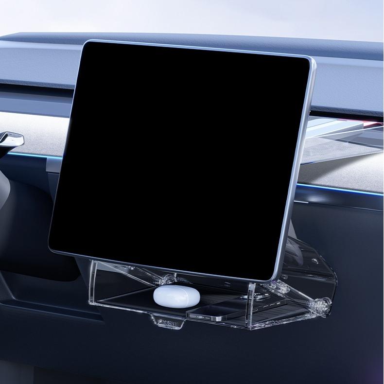 [Aisen] Silicone Under Screen Storage Tray for Tesla Model Y Juniper & Model 3 Highland (Premium Silicone & ABS, 1-Pack)