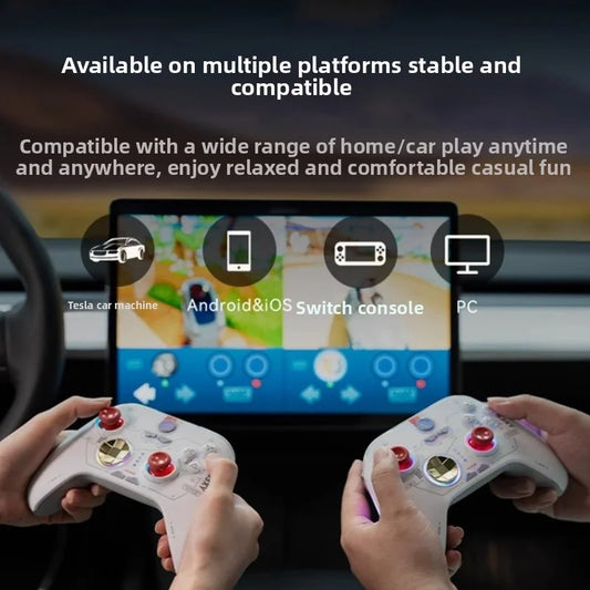 [Aisen] Wireless Bluetooth Gamepad Gaming Controller for Tesla Model Y 3 X S Multi-Platform Switch (Premium Anti-Slip ABS, 1-Pack with USB Receiver)