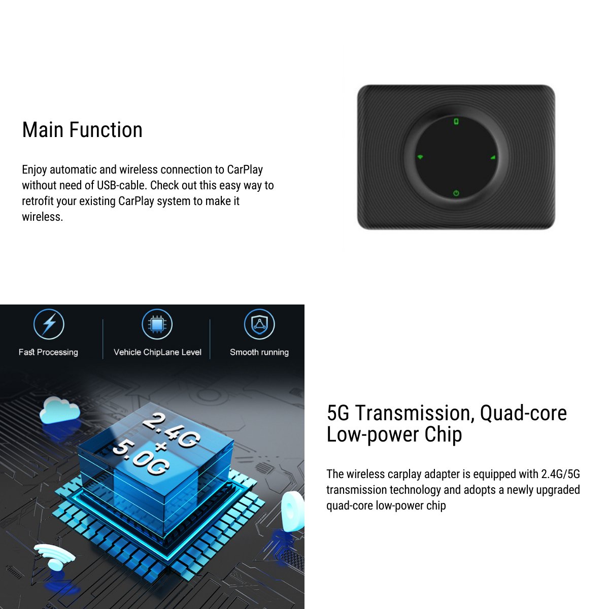 [Aisen] Wireless Apple CarPlay Adapter Smart Box Converter for Tesla Model Y 3 X S