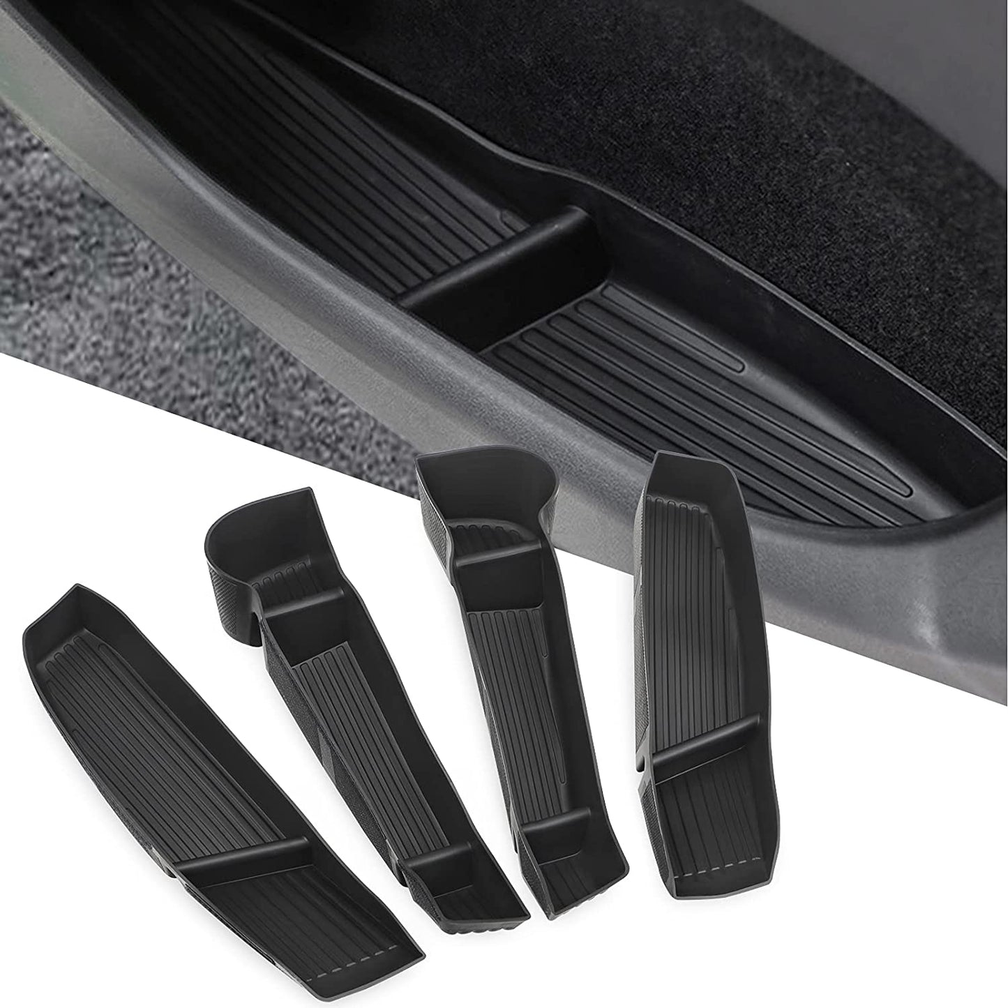 [Aisen] Silicone Front & Rear Door Side Storage Boxes for Tesla Model Y  Model 3 2021-2026 (Premium Silicone, 4-Pack)