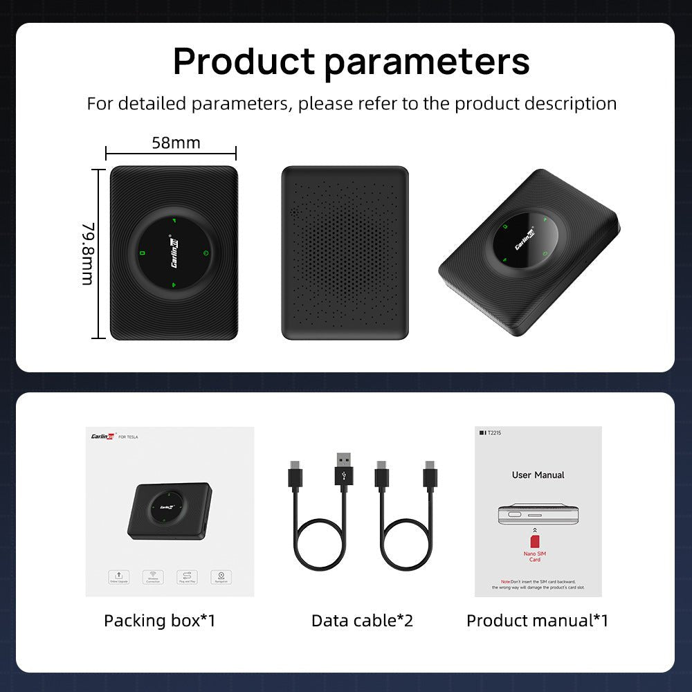 [Aisen] Wireless Apple CarPlay Adapter Smart Box Converter for Tesla Model Y 3 X S
