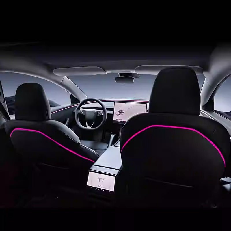 [Aisen] LED Seat Back Ambient Lighting for Tesla Model Y Juniper & Model 3 Highland (Flexible Fiber, 2-Pack)
