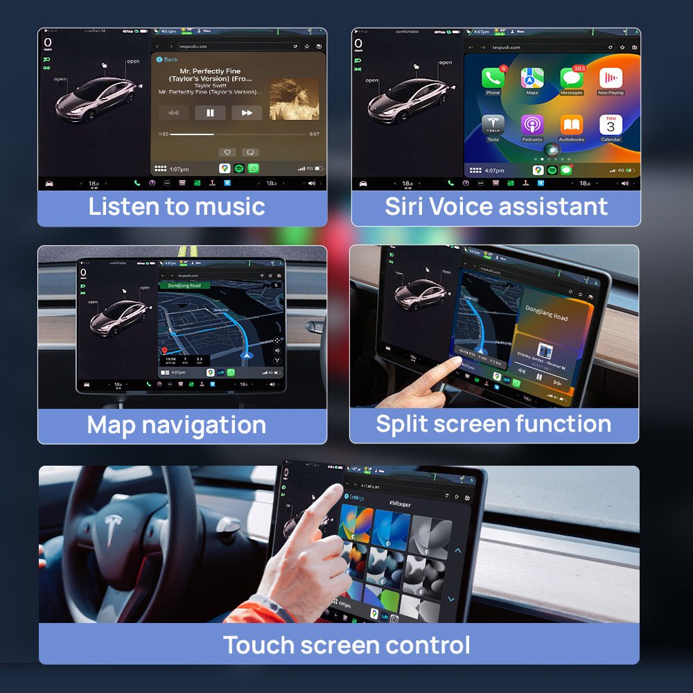 [Aisen] Wireless Apple CarPlay Adapter Smart Box Converter for Tesla Model Y 3 X S