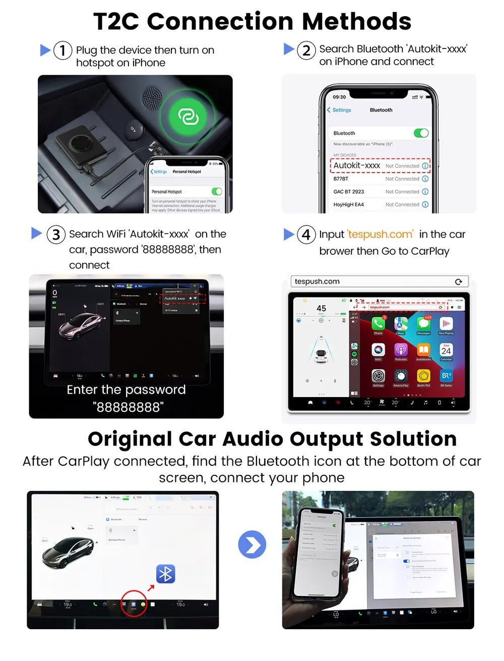[Aisen] Wireless Apple CarPlay Adapter Smart Box Converter for Tesla Model Y 3 X S