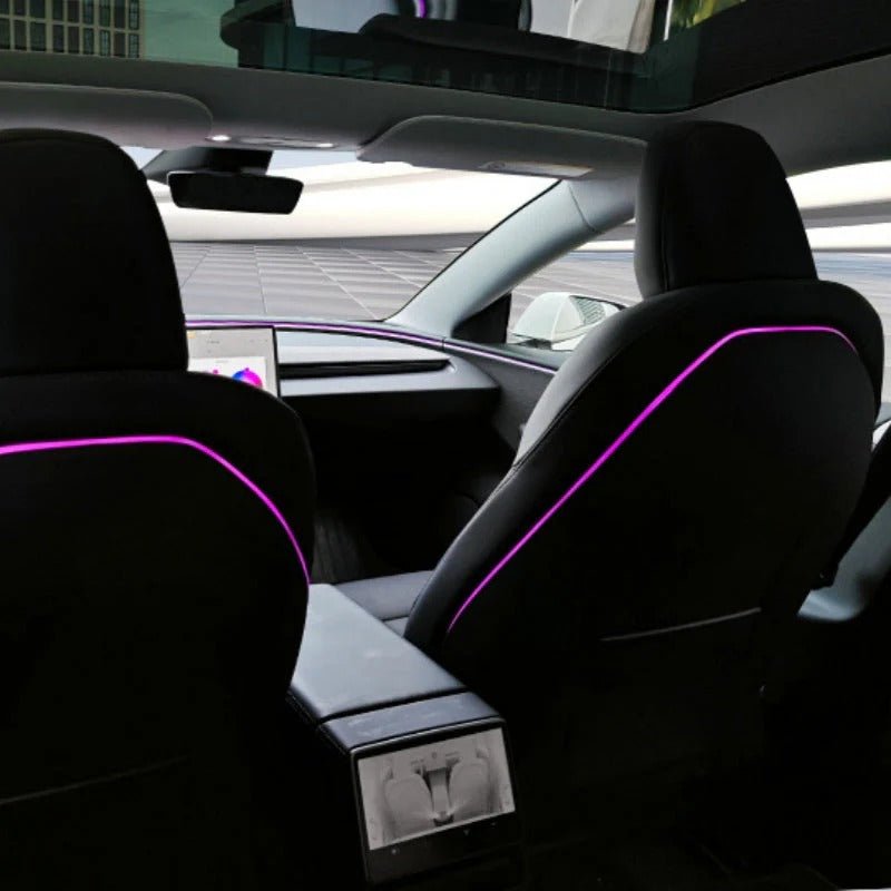 [Aisen] LED Seat Back Ambient Lighting for Tesla Model Y Juniper & Model 3 Highland (Flexible Fiber, 2-Pack)