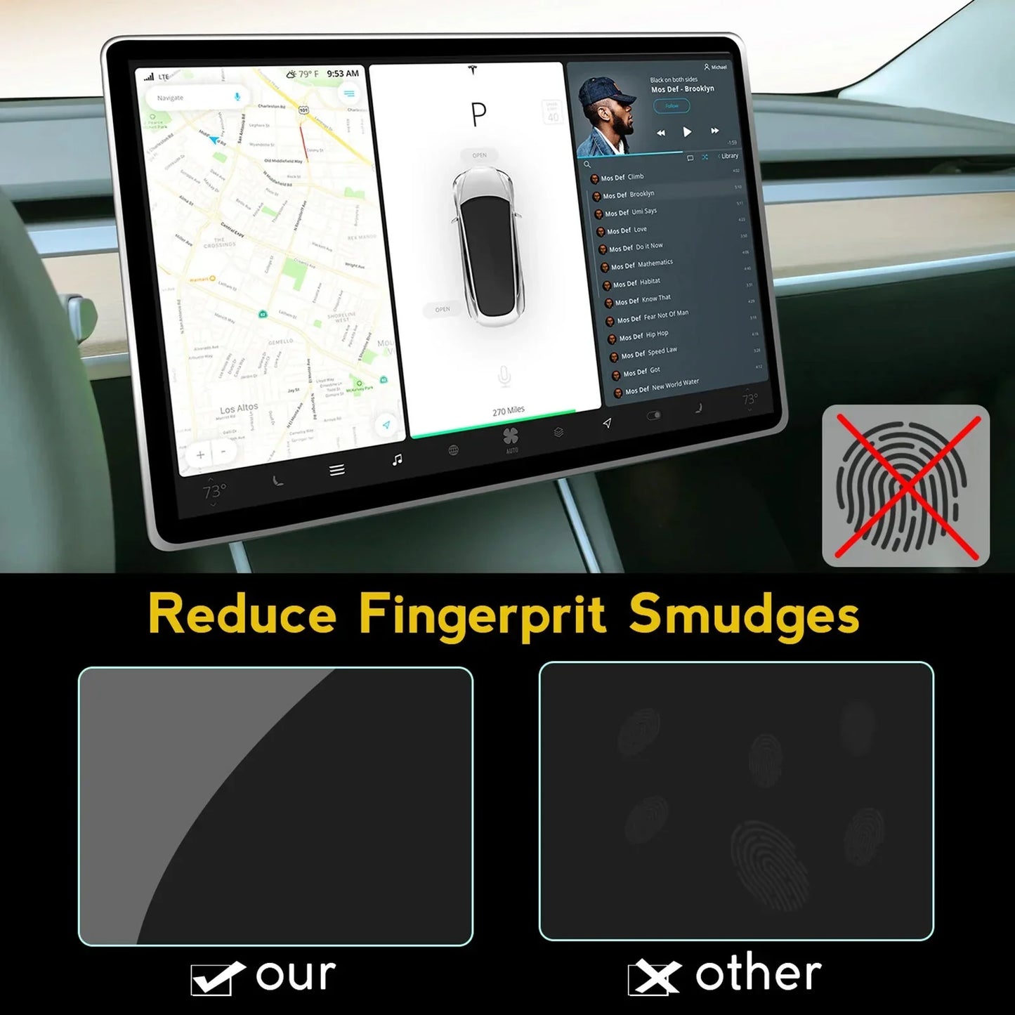 [Aisen] for Tesla Model Y Model 3 2017-2023 HD Screen Protector Tempered Glass Anti-Fingerprint Scratch Resistant Central Control Display Film
