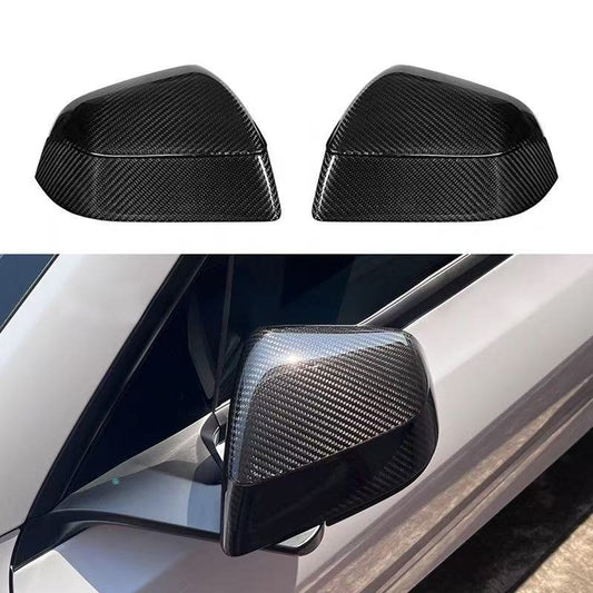 [Aisen] Side View Mirror Cover Caps Protection Shell for Tesla Model Y 2021-2026 (Real Dry Carbon Fiber, Left & Right 2-Piece Set)