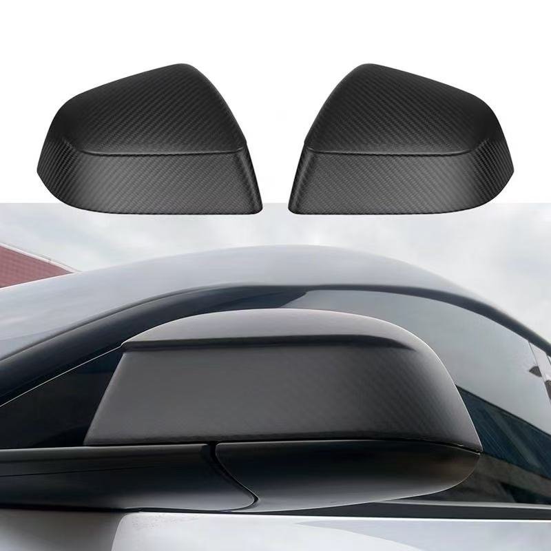 [Aisen] Side View Mirror Cover Caps Protection Shell for Tesla Model Y 2021-2026 (Real Dry Carbon Fiber, Left & Right 2-Piece Set)