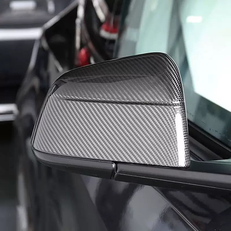 [Aisen] Side View Mirror Cover Caps Protection Shell for Tesla Model Y 2021-2026 (Real Dry Carbon Fiber, Left & Right 2-Piece Set)