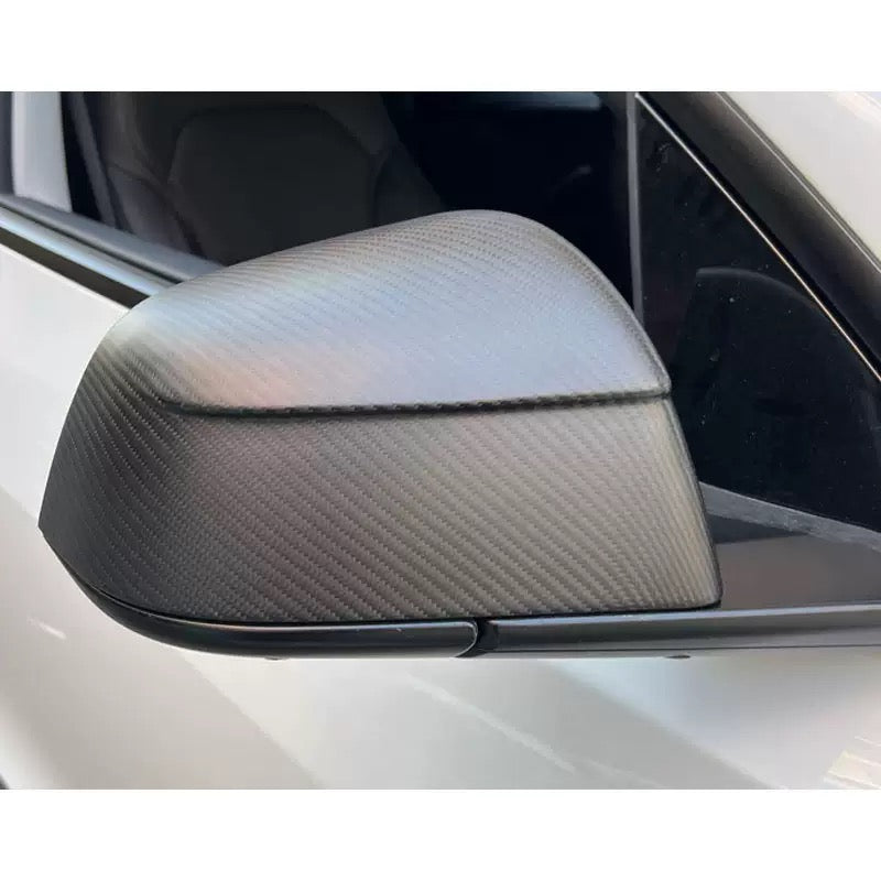 [Aisen] Side View Mirror Cover Caps Protection Shell for Tesla Model Y 2021-2026 (Real Dry Carbon Fiber, Left & Right 2-Piece Set)