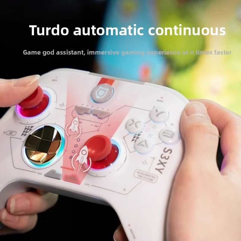 [Aisen] Wireless Bluetooth Gamepad Gaming Controller for Tesla Model Y 3 X S Multi-Platform Switch (Premium Anti-Slip ABS, 1-Pack with USB Receiver)