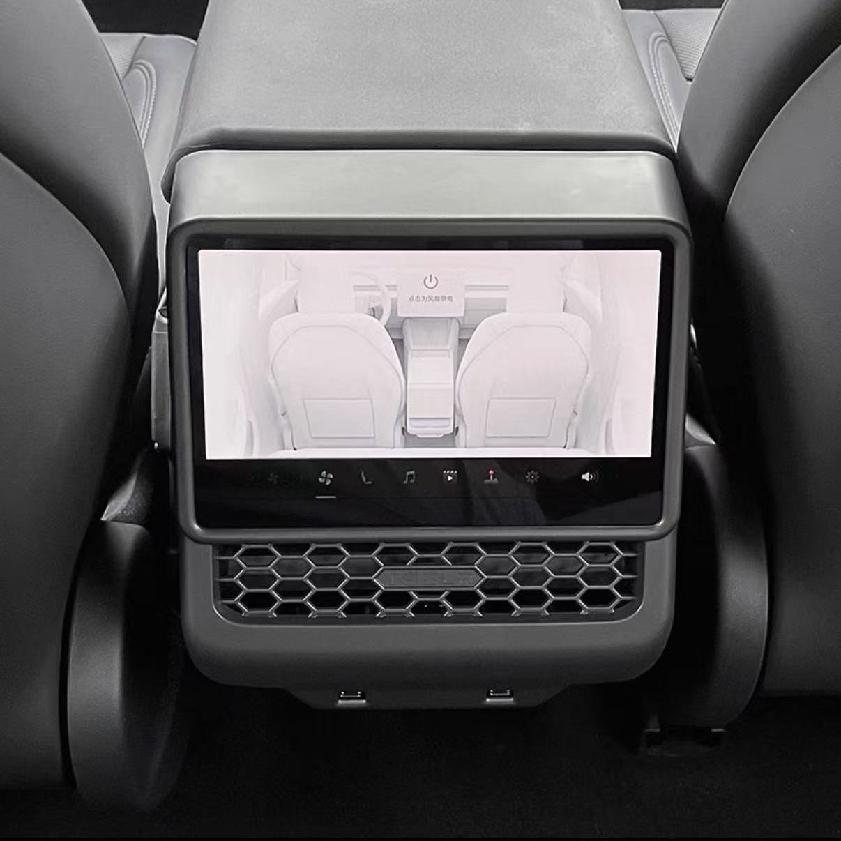 [Aisen] Rear Screen Frame Protector Cover Rear Display Edge Bumper Shield for Tesla Model Y Juniper Model 3 Highland (Premium Anti-Scratch Flexible Polymer & High-Impact ABS Matrix, Matte Black 1PCS)
