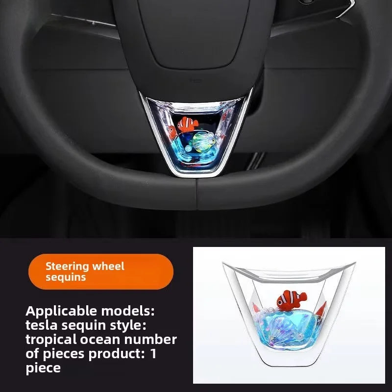 [Aisen] for Tesla Model 3 Highland 2024+ Model Y juniper 2025+ Car Steering Wheel Dynamic Sequins Advanced Feel