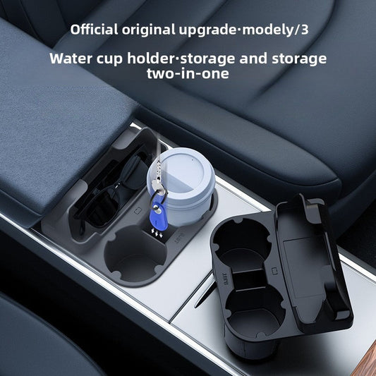 [Aisen] Center Console Cup Holder Insert Organizer Tray for Tesla Model 3 Highland Model Y Juniper (Premium Dust-Proof Liquid Silicone, Anti-Rattle Waterproof 1-Pack)