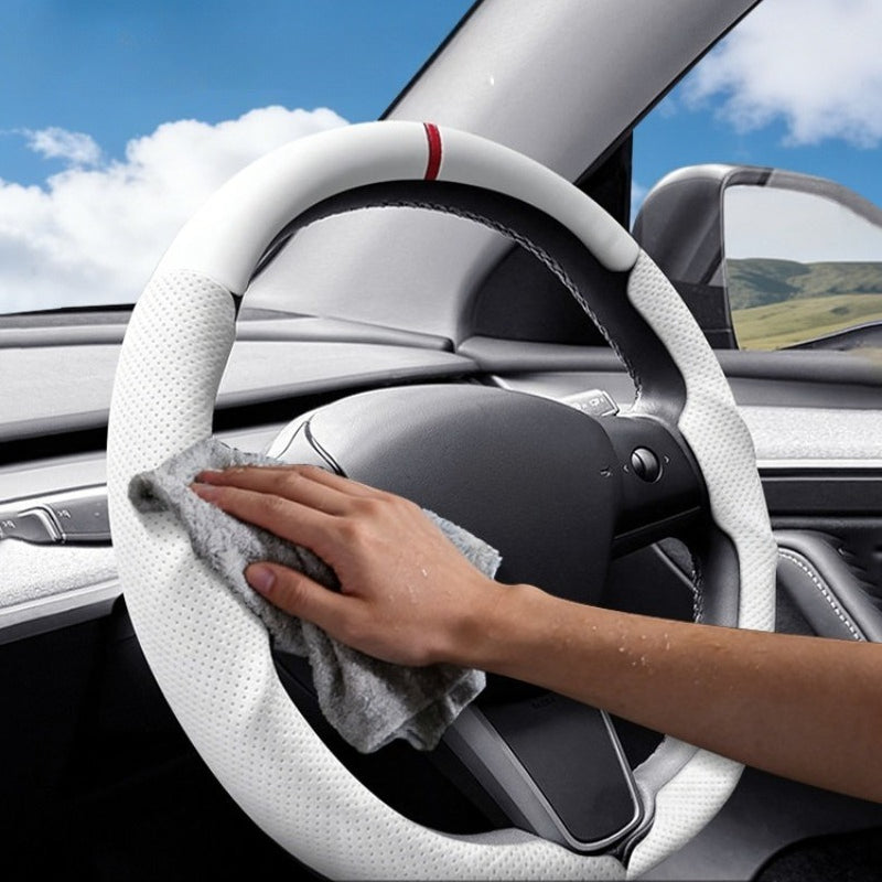 [Aisen] 3-Piece Segmented Steering Wheel Cover Ultra-Thin Anti-Slip Steering Grip for Tesla Model 3 Model Y 2017-2026