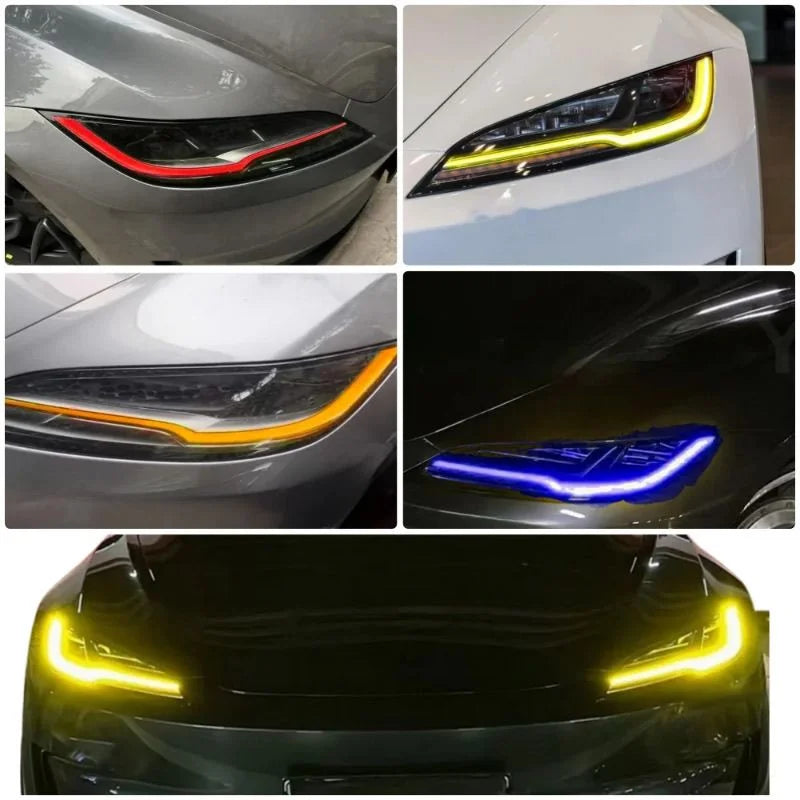 [Aisen] RGB Dynamic LED Daytime Running Lights Demon Eye Module Kit for Tesla Model 3 Highland (Premium Aircraft-Grade Thermal Aluminum DRL 2-Piece Set)